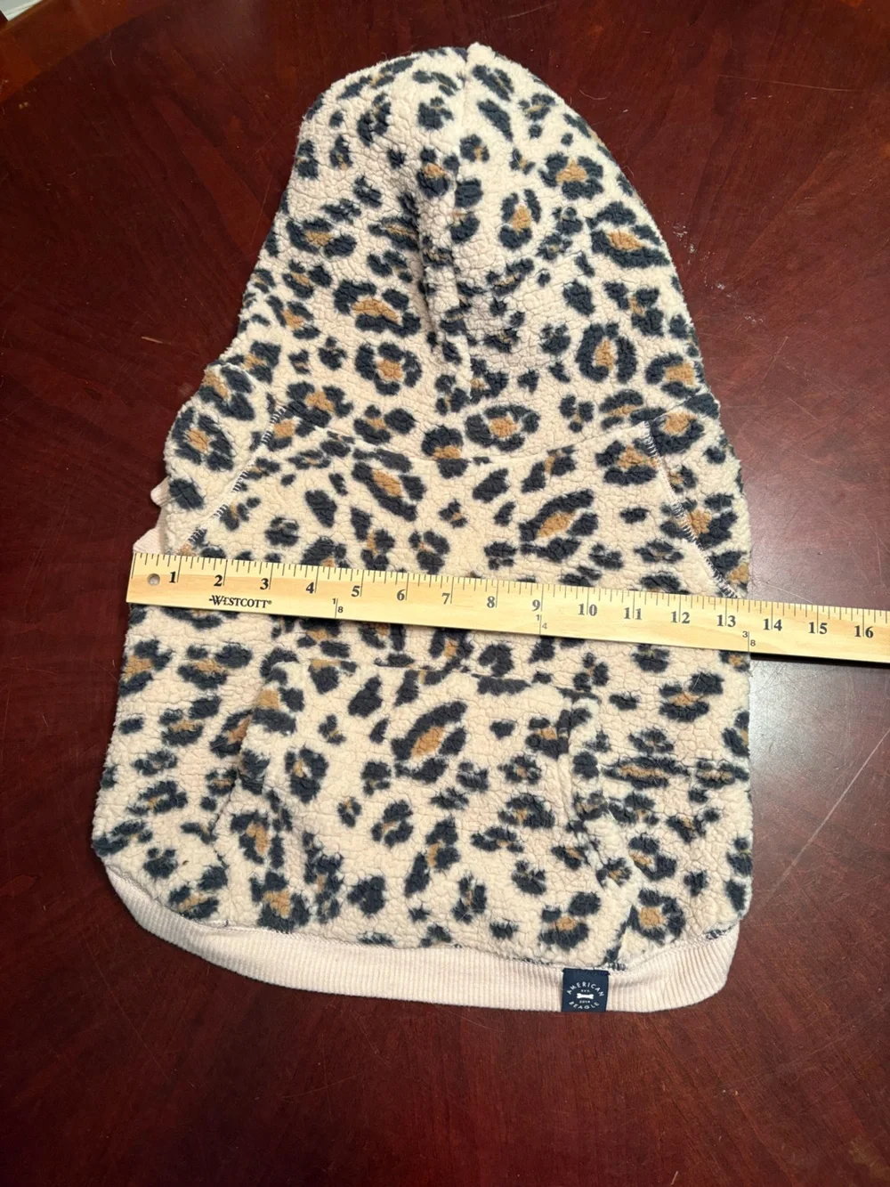 American Eagle Outfitters Cream Leopard Print Sherpa Dog Hoodie